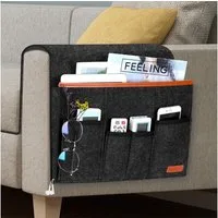 TUWENA Aufbewahrungstasche Sofa Armlehnen Organizer, Nachttisch Tasche mit 5 Taschen für Couch, Geeignet für Ipad, Buch, Handy, Fernbedienung, Tablets, Brille