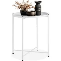 tectake Beistelltisch Ablagetisch, 45,5 x 45,5 x 53 cm, rund mit abnehmbarer Ablage (Sofatisch Chester, 1-St., in weiß), Stahl, filigranes Gestell, mit höhenverstellbaren Kunststofffüßen