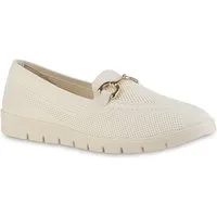 VAN HILL 21695339 HO NR2503 Damen Slippers Beige 39 Slipper Damen Slip Ons Slippers Bequeme Strick Profil-Sohle