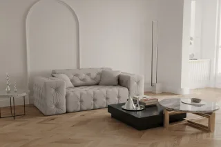 Sofa Designersofa CHANTAL 2-Sitzer in Stoff Opera Velvet Cream