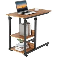 Dripex Beistelltisch Schreibtisch mit Rollen Computertisch Höhenverstellbar Laptoptisch