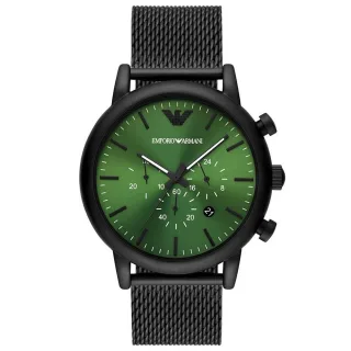 Emporio Armani AR11470 Schwarz und Luigi Grün Chronograph Quarz Herrenuhr