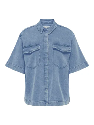 ONLY CARMAKOMA - CARSOPHIE OVERSIZE S/S SHIRT DNM SIK light blue denim - Gr. - 44