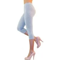 YESET Leggings Damen Capri 3/4 Leggings Baumwolle hoher Bund GRAU-HELL L Highwaist-Leggings