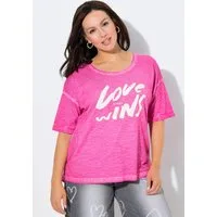 Ulla Popken T-Shirt T-Shirt Schriftdruck Oversized Rundhals Halbarm