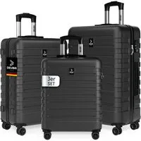Deuba Kofferset, Handgepäck Koffer 55x40x20 Sicherer Stauraum Kreuzgurt PVC Reisekoffer
