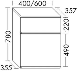 Burgbad Unterschrank Lin20 Acryl/Lack Matt 780x600x357 Schwarz Solid Matt, USJG060F6515 USJG060F6515