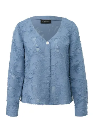 s.Oliver BLACK LABEL - Bluse mit Spitze und V-Ausschnitt blau - Gr. - 36