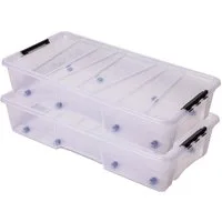 ONDIS24 Aufbewahrungsbox Unterbettbox Jolly Rollbox mit Deckel 25/35L Spielzeugkiste (2 St), transparent, stapel,- und nestbar