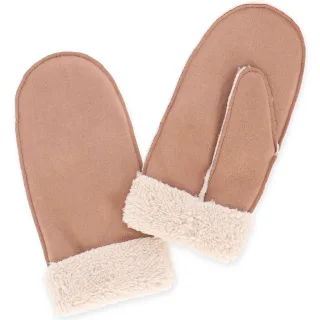 Halsüberkopf Accessoires - Handschuhe Lammfelloptik camel - Gr. - OS