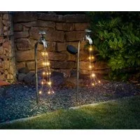 IC Gardenstyle LED-Dekofigur Solar Deko Wasserhahn aus Metall mit Lichterbündel, Vintage-Look, Lichteffekt, inkl Erdspieß, ca. 52 cm hoch