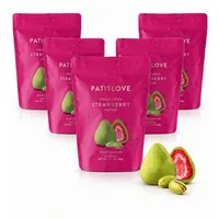 PATISLOVE Schokolade Erdbeer-Dragees mit Pistazie, weißer Überzug, 60 g, 1 x 60 g, mit gefriergetrockneter Erdbeere, mit Pistazie