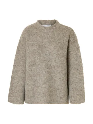 selected women - SLWGABRIELLA LS KNIT NEW O-NECK NOOS Steel Gray - Gr. - S