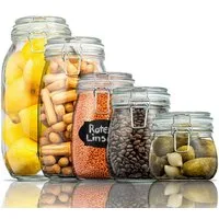 Dimono Einmachglas Einmachglas Set 5er–Vorratsgläser mit Bügelverschluss&Borosilikatglas, Glas, (5er Set, Bügelgläser), Einweck-Gläser