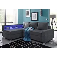 COLLECTION AB Ecksofa Relax L-Form, B: 223 cm, Bettfunktion, Bettkasten, Regalelement & 1 Zierkissen, optional Licht