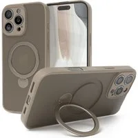 EAZY CASE Handyhülle Outdoor iPhone 16 Pro Max Case MagSafe Ring 6,9 Zoll, Outdoor Handy Hülle stoßfest Silikon Case Schutzhülle Bumper Goldbraun