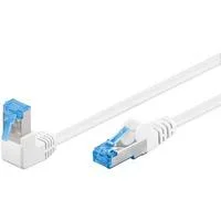 Patchkabel Cat.6a S/FTP (PiMF), 1x 90° gewinkelt weiß, 0,5 Meter, doppelt geschirmt