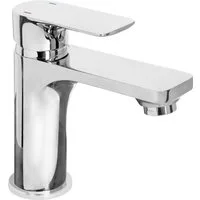 CORNAT Waschtischarmatur Verchromter Messingkörper - Rundes Design - Normale Auslaufhöhe Mit Druck-Ablaufventil / Wasserhahn fürs Bad / Waschbecken-Armatur