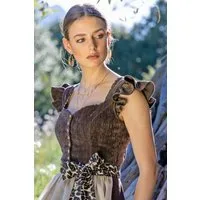 MarJo Dirndl Samt Dirndl 2tlg. - OBERHOFEN - espresso-taupe/leo