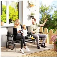 Outsunny Gartenbank mit Schaukelmechanismus, bis 300 kg belastbar (Gartenschaukel, 1-St., 3-Sitzer Schaukelstuhl), für Garten, Terrasse, Veranda 120 x 70 x 85 cm Schwarz
