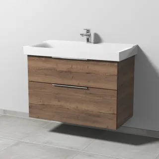 Sanipa 3way Waschtischunterbau zu Geberit Xeno2 Waschtisch mit 2 Auszügen, Eiche-Tabak UM66150