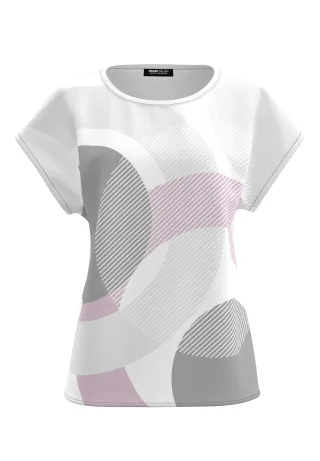 FRANK WALDER - Blusenshirt NOS mit abstraktem Print pink lavender/ecru/kiesel - Gr. - 46