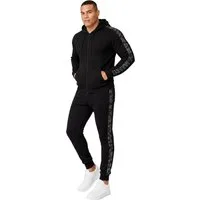 L.gonline Freizeitanzug Herren Jogginganzug einfarbig 100% BW 586 Camouflage XL (Kapuzenjacke mit Reißverschluss, Hose, 2-tlg), Fitness Freizeit Casual