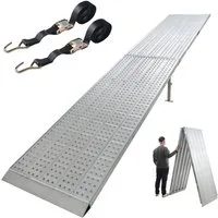 TRUTZHOLM Auffahrrampe TRUTZHOLM Eventrampe Alu extralang 400 cm klappbar 400 kg 70 cm breit (Stück, 1-St., Inkl. 2x Spanngurt), Perforierte Oberfläche I Höhenverstellbare Stützfüße