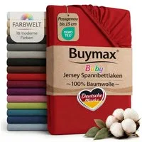 Buymax Spannbettlaken Babybett Kinderbett 60x120cm 70x140cm, Jersey 100% Baumwolle, Gummizug: Rundumgummi, (1 Stück), bis 15 cm Matratzenhöhe, weich, atmungsaktiv, hautfreundlich