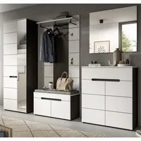 Inn.Furn Garderoben-Set Cooper, (Komplett-Set in Weiß und Basalt Grau, 5-teilig, 250 x 190 cm), mit viel Stauraum und Soft-Close-Funktion