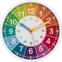 K&L Wall Art Wanduhr Kinderuhr Regenbogen Lernzifferblatt bunte Kinderzimmer Uhr (leise Lernuhr ohne Ticken)