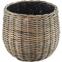 Kobolo Pflanzkübel Pflanzkorb Rattan VERDANA rund mit Folie ausgeschlagen kubu grey (Stück, 1 Stück), Dm. 46 cm
