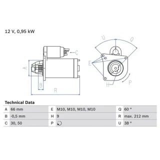 Bosch Anlasser 0,9 kW Renault 11 19 21 9 Clio Rapid