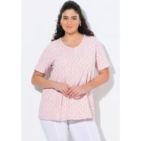 Ulla Popken T-Shirt T-Shirt A-Linie V-Ausschnitt Zierfalten Halbarm