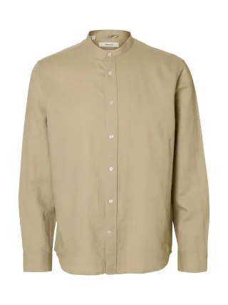 SELECTED MEN - SLMCLAY REG LINENBLEND LS SHIRT BAND NOS Pure Cashmere - Gr. - XXL