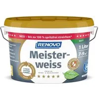 Renovo Wandfarbe Renovo Premium Wand- und Deckenfarbe Meisterweiss matt 1,0 Ltr.
