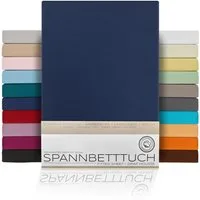 Beautex Spannbettlaken Spannbetttuch Jersey Baumwolle Premium, Jersey, Gummizug: rundum, (1 Stück), atmungsaktiv, hautfreundlich, perfekte Passform, formstabil, 160 g/m²