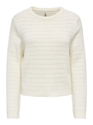 ONLY - ONLAVIA LS O-NECK POINTELLE KNT Cloud Dancer - Gr. - M