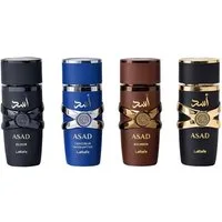 Lattafa Duft-Set Asad EDP Set, 4-tlg., Asad Elixir, Asas Zanzibar, Asas Bourbon, Asad,