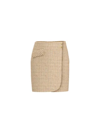 Marc Cain Collections - Minirock mit Hahnentrittmuster tannin - Gr. - 34