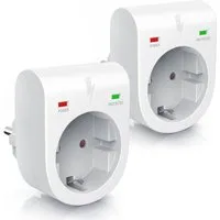 Arendo Steckdose Schuko Überspannungsschutzadapter, LED, Kindersicherung, 3500W, 2-St., IP20, integrierter Berührungsschutz, belastbar bis 16 A, LED-Anzeige