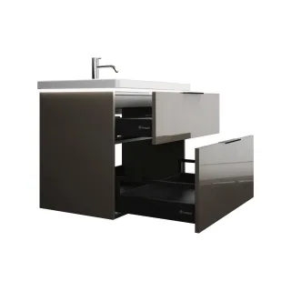 Burgbad Keramik Waschtisch-Set Eqio Grau Hochglanz/Alpinweiss, SEZA083F2010C0001 SEZA083F2010C0001