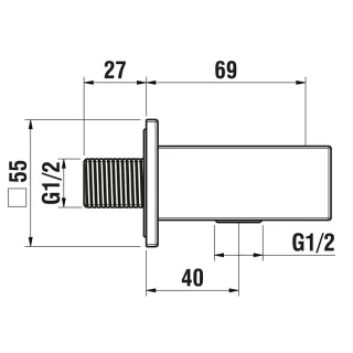 LAUFEN Anschlussbogen Quadriga für Handbrause, mit festem Halter, Edelstahl, Ausladung 69mm, mit Rüc HF901169441000