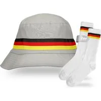 elasto Schirmmütze 2er Deutschland Fanartikel Set - Deutschland Bucket Hat und Socken