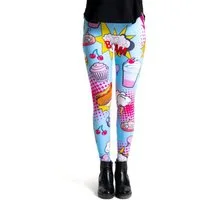 cosey Leggings Bunte Leggings mit auffälligem Motivdruck, 2 Größen (XS–S & M–L) (38/M bis 40/L) Popart