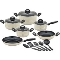 GSW Topf-Set Milano, inkl. 5-teiliges Küchenhelfer-Set, Aluminium, Kunststoff (Set, 15-tlg., je 1 Kochtopf 16/20/24cm, 1 Stielkasserolle 16cm, je 1 Pfanne 24/28cm), Kochtopf-Set mit Antihaft-Versiegelung, Induktion