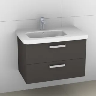 Artiqua 411 Waschtischunterschrank für DuraStyle 232580 Becken links Stahlgrau, 411-WU2L-D42-7142-88 411-WU2L-D42-7142-88