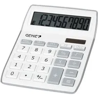 GENIE Taschenrechner 840 S, Tischrechner, Solar, Batterie, 10-stellig, Bürorechner, weiß/grau