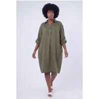 YC Fashion & Style Blusenkleid Leinen-Tunika Oversized One Size in Unifarbe