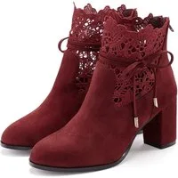 LASCANA Sommerstiefelette High-Heel-Stiefelette mit modischer Spitze und bequemen Blockabsatz, Ankle Boot, Stiefel